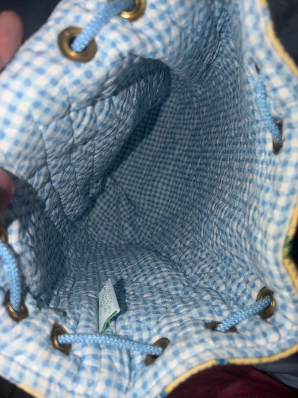 Vera Bradley Yellow Quilted Floral Backpack with Blue Accents